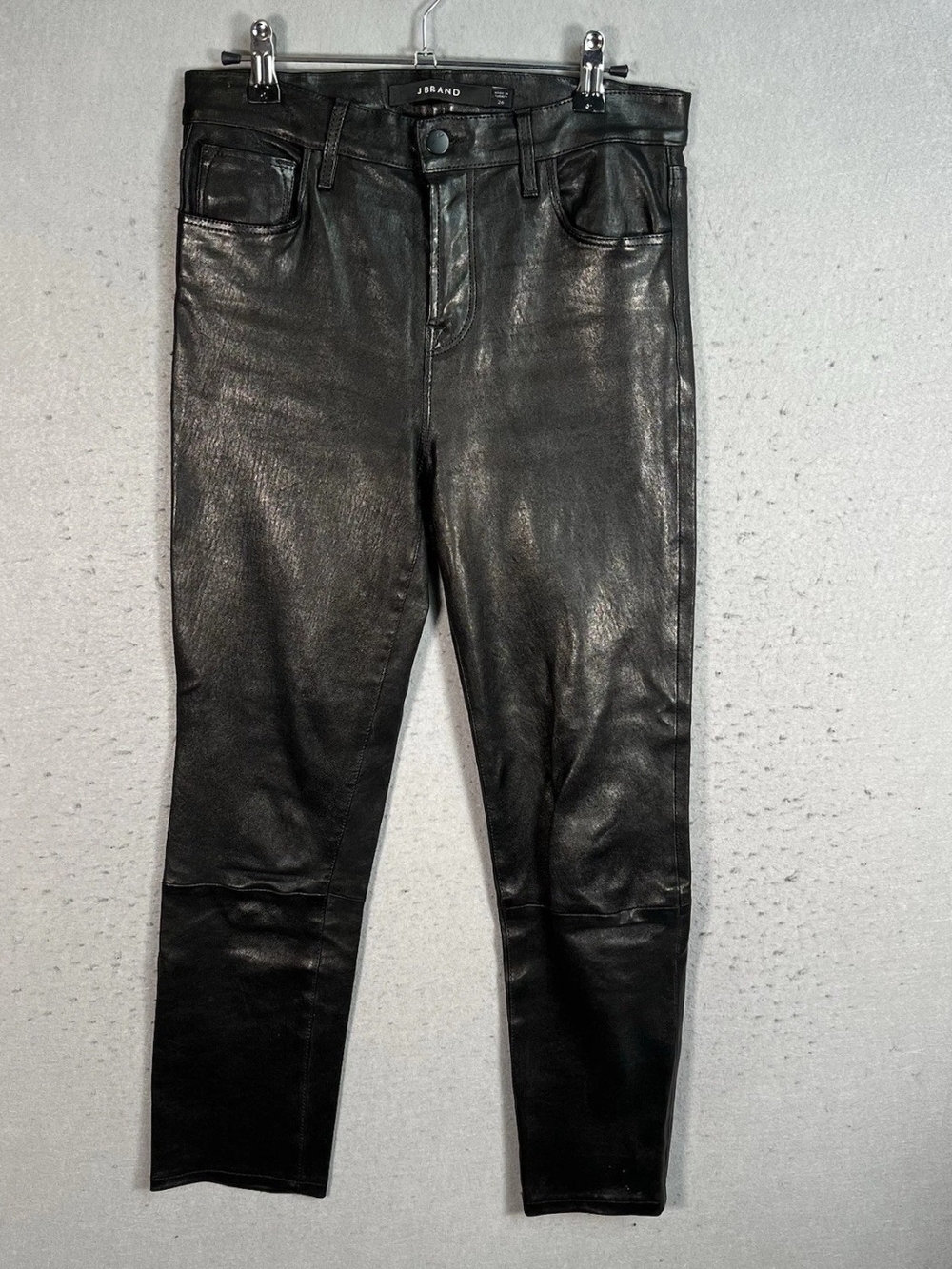 $1050 J Brand Black Lamb Skin Leather Skinny Jeans